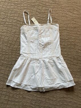Hollister White lace trim spaghetti strap dress NWT